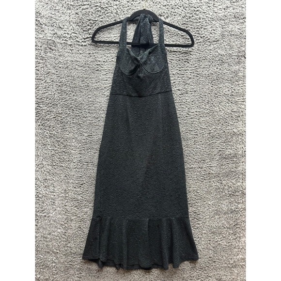 Anthropologie Hutch Halter Neck Corset Ruffled Hem Midi Dress Black Women  Size S